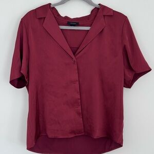 Halogen Deep Red Short Sleeve Blouse